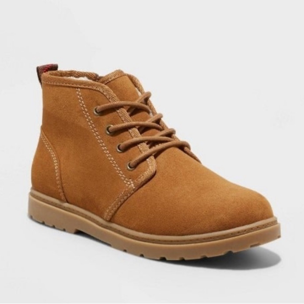 Cat & Jack Ronin Lace up Zipper Chukka Boot Faux Suede Boys 1 Tan New
